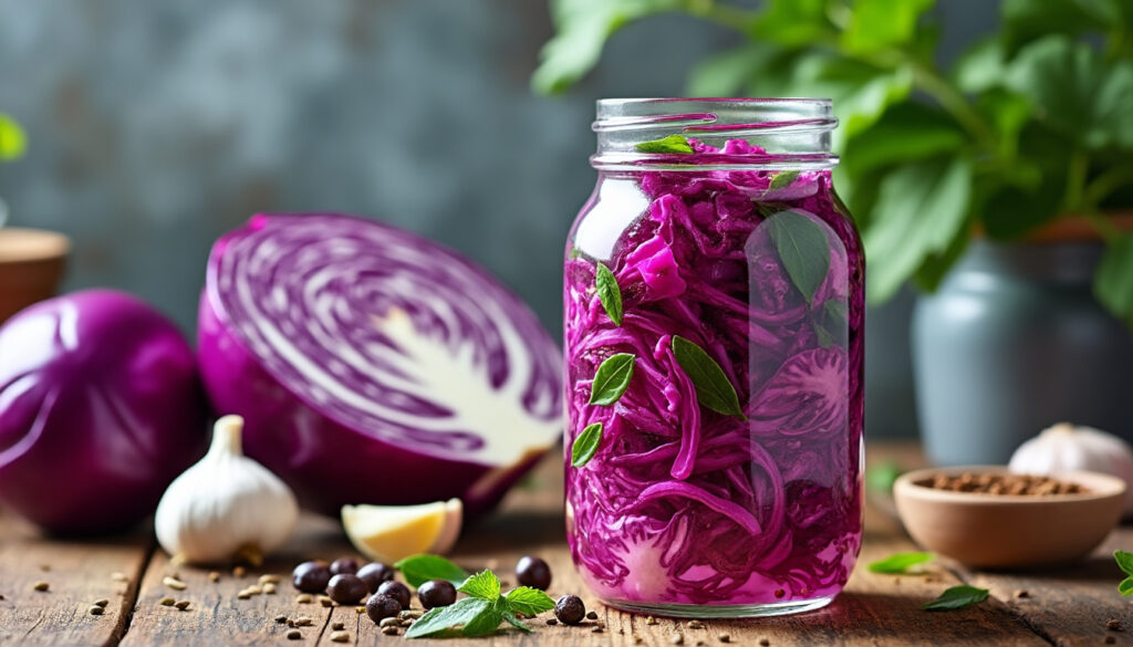 découvrez une recette facile et rapide pour préparer des pickles de chou rouge maison, parfaits pour accompagner vos plats avec une touche acidulée et croquante.