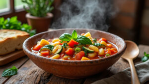 découvrez la recette traditionnelle du minestrone de grand-mère : une soupe italienne authentique, généreuse et facile à préparer avec des légumes de saison.